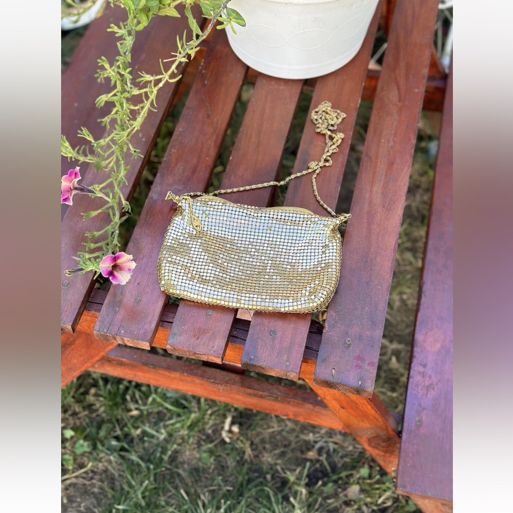 Vintage Gold Metal Mesh Evening Bag With Gold Metal Strap 60s,70’s,Retro, Classy